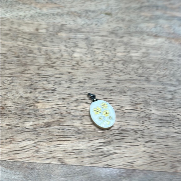 Bone Floral Pendant with Yellow Accents - Picture 2 of 8